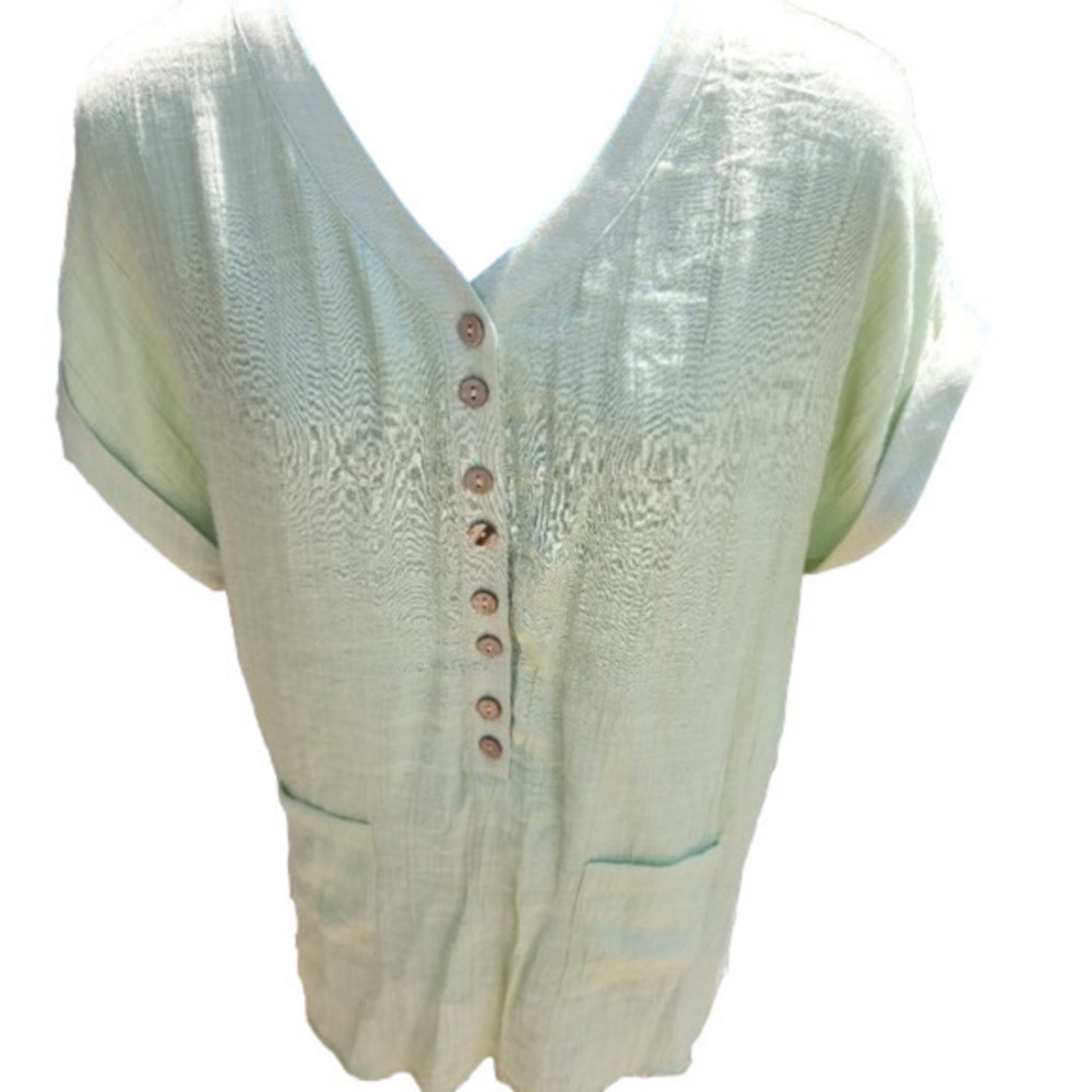 353. Alison Sheri Light Green Blouse with pockets |M